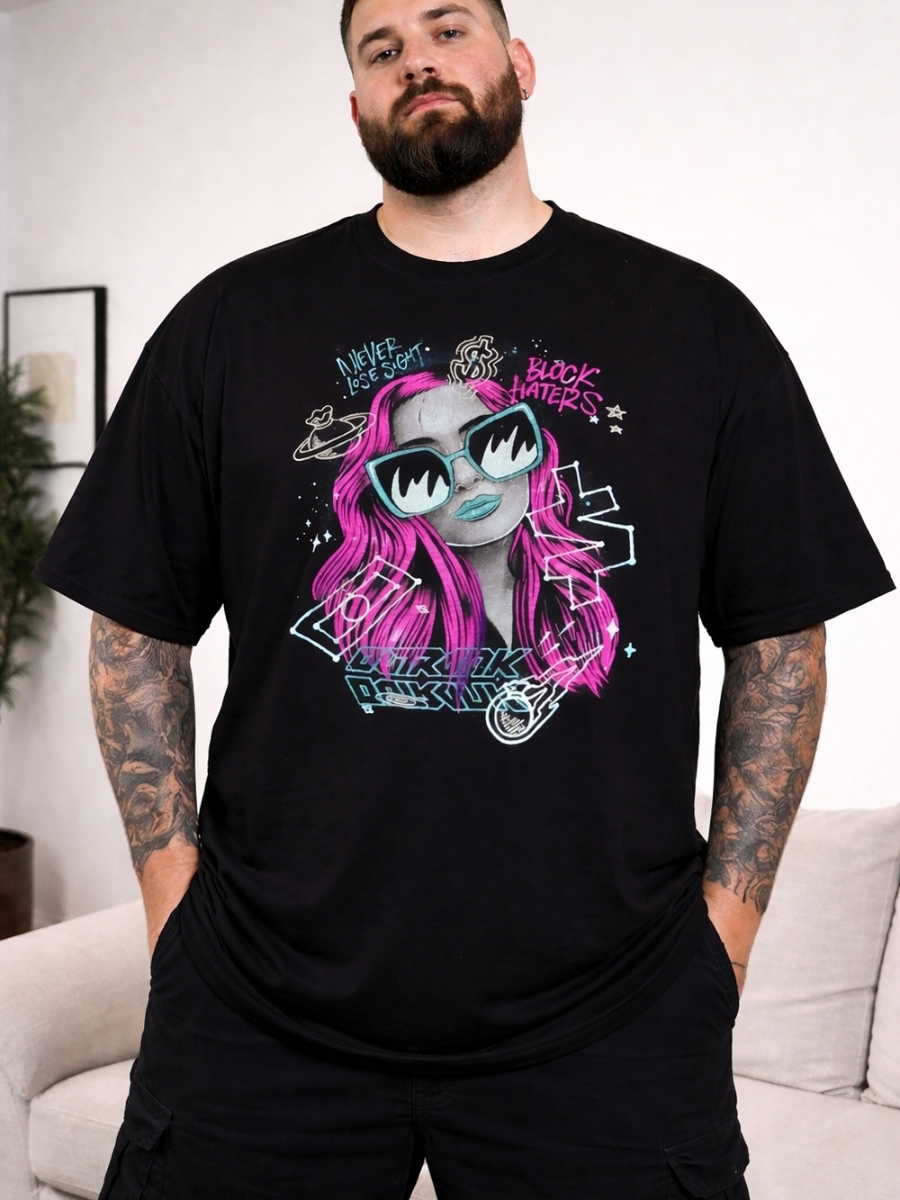 Outrank 3XL Black Graphic Tee Block Haters Never Lose Sight
